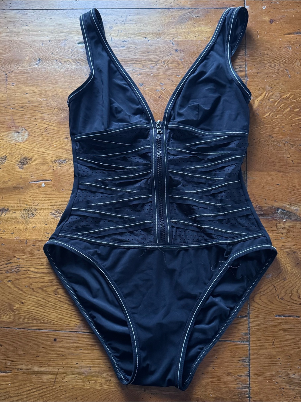 Karla Colletto Black One-Piece Zip Front Swimsuit